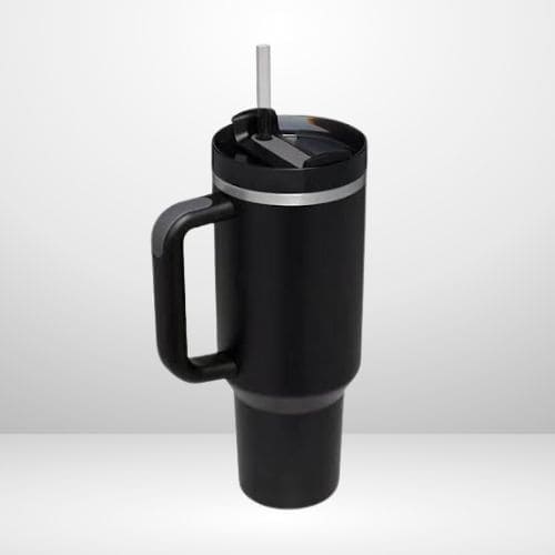 Flow State Tumbler 40oz with Reusable Straw | Insulated Stainless Steel | Black