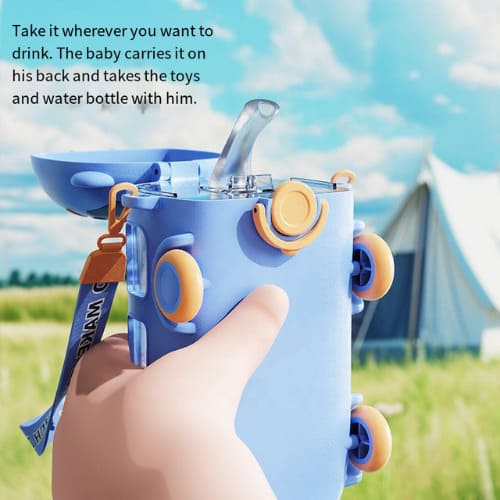 Kids Bus Water Bottle with Straw – 500ml Leakproof Sipper - Colour Pink