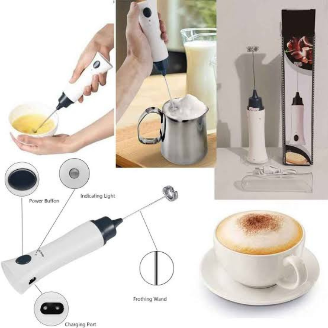 Electric Rechargeable Milk Frother with Frothing Wand
