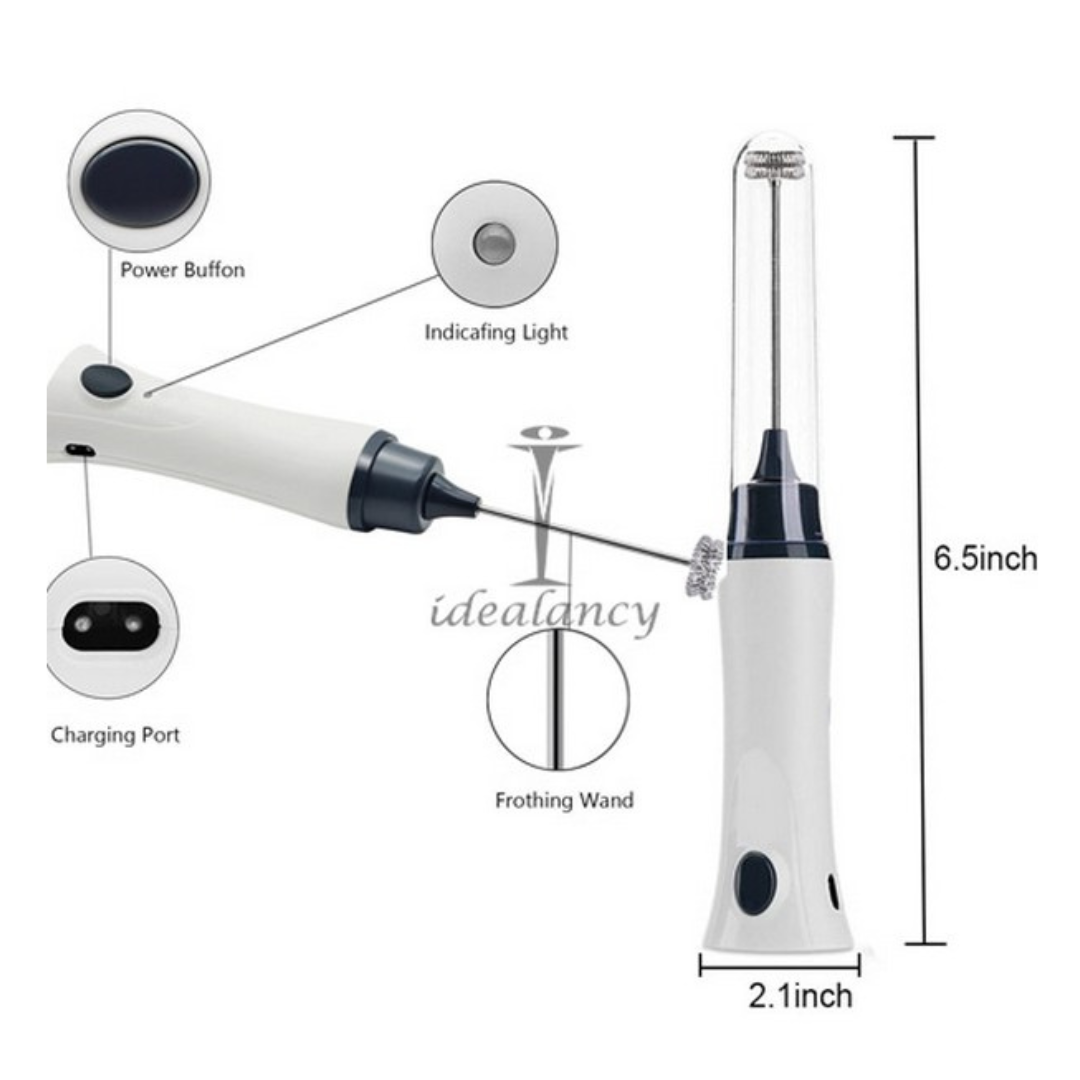 Electric Rechargeable Milk Frother with Frothing Wand