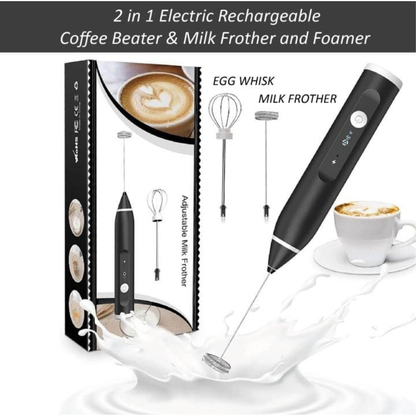 2 in 1 Electric Rechargeable Coffee Beater & Milk Frother and Foamer
