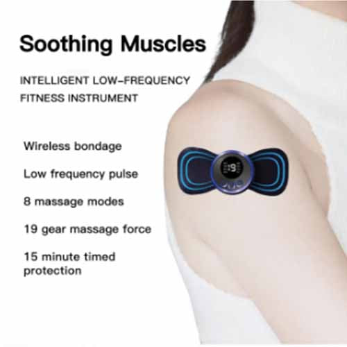Intricate fitness instrument on a person's arm with text detailing its features.