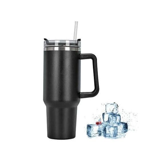 Flow State Tumbler 40oz with Reusable Straw | Insulated Stainless Steel | Black
