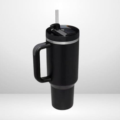 Flow State Tumbler 40oz with Reusable Straw | Insulated Stainless Steel | Black
