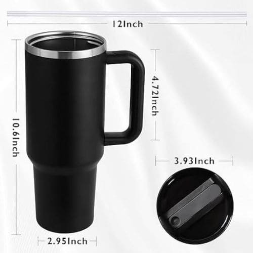Flow State Tumbler 40oz with Reusable Straw | Insulated Stainless Steel | Black