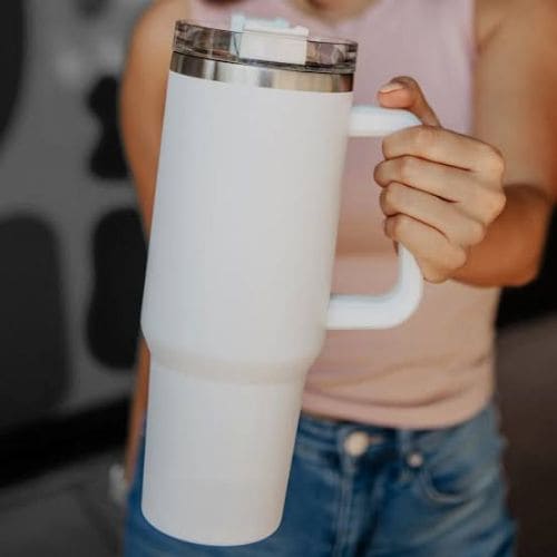 Flow State Tumbler 40oz with Reusable Straw | Insulated Stainless Steel | White
