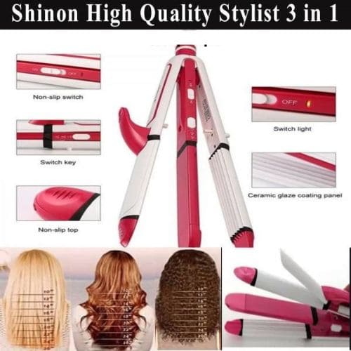 3-in-1 Hair Straightener, Curler & Roller